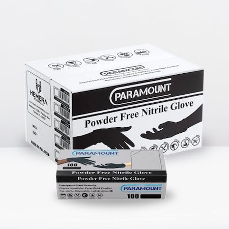 Paramount Disposable Gloves, 4 mil Palm, Nitrile, Powder-Free, XL, 1000 PK, Black XL